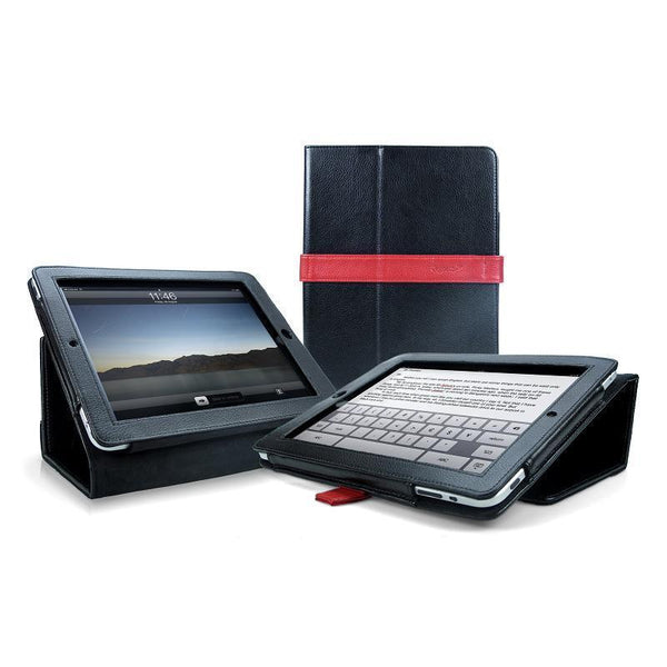 Cygnett - Attache Book-Style Case for iPad - Black + Red Stripe